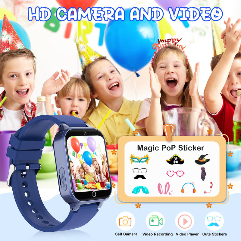 Moremore Smart Watch for Kids with 39 Games, Kids Watch with Touch Touchscreen Alarm Clock, HD Camera, Pedometer, Gifts Toys for Ages 3-12 Years Old for Boys Girls (Blue) Blue