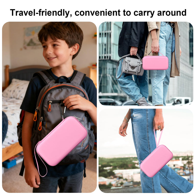 BOVKE Carrying Case for Handheld Electric Nebulizer for Adults and Kids, Inhaler Spacer Bag, Portable Electric Nebulizer Asthma Inhaler Holder, Mesh Pocket for Cables, Batteries and Accessories, Pink - BeesActive Australia