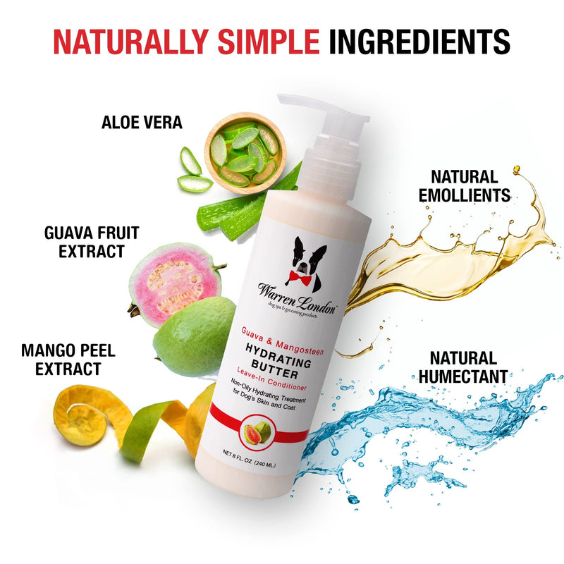 Warren London Hydrating Butter Leave In Pet Conditioner for Dogs | Lotion Skin and Coat Aloe Puppy & Dog Hair Detangler, Dry Skin, Fur Dandruff Use After Shampoo Bathing Made in USA Guava 8oz Guava - 8oz - BeesActive Australia