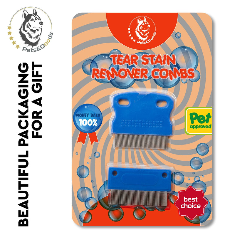 Dog Grooming Comb - Tear Stain and Mucus Remover - Gently Removes Eye Crust and Stains - Set of 2 - BeesActive Australia