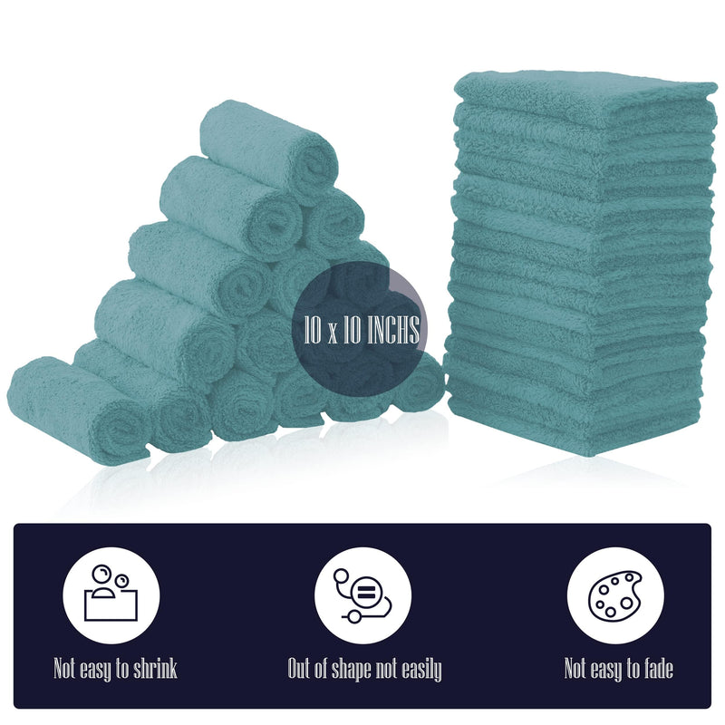 32 Pack Baby Washcloths - Luxury Coral Fleece - Absorbent and Soft Wash Clothes for Newborns, Infants and Toddlers Baby boy and girl - Suitable for Sensitive Skin and New Born - Teal, 10x10 Inch 10x10 Inch (Pack of 32) - BeesActive Australia