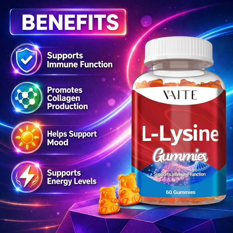 L-Lysine 1000mg Gummies - Supports Skin, Lip, Vegan, Gluten Free, 60 Chewable Lysine for Adults, Vitamins Tissue Health & Immune System, Amino Acid Vitamin Supplement & Complex Supplements (3 Pack) 3 Pack