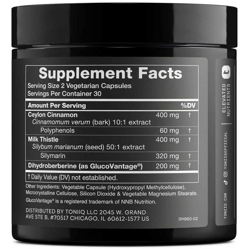 Dihydroberberine Supplement - Ultra High Potency 1,000mg Formula with GlucoVantage, 10:1 Ceylon Cinnamon & 50:1 Milk Thistle - Third-Party Lab Tested 60 Count (Pack of 1) - BeesActive Australia