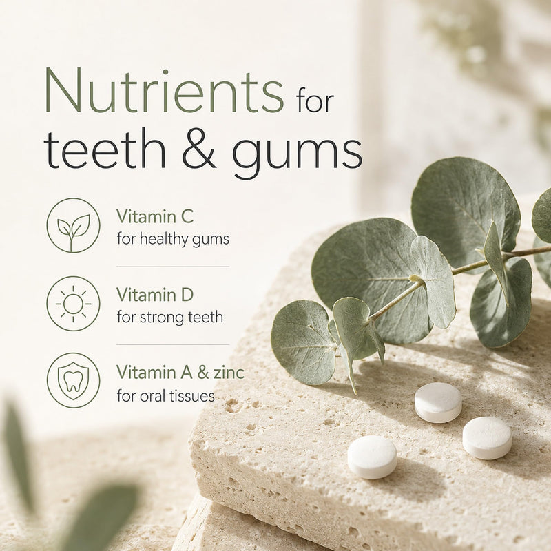 Oral Multivitamin for Teeth & Gums, Vitamin D3, C, A, Calcium & Zinc | Daily support with 1 small flavorless tablet, easy to swallow, 30 count, no artificial taste Unflavored