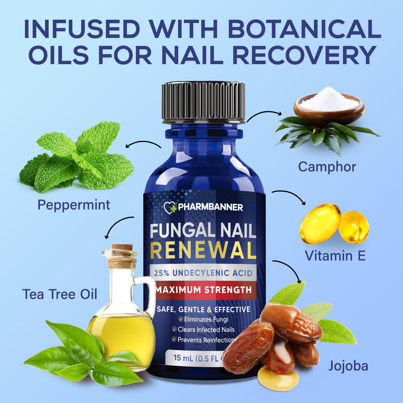 Toenail Fungus Treatment Extra Strength: 25% Undecylenic Acid Toe & Fingernail Fungus Renewal ‚Äì Nail Fungus Treatment Kit with Brush & File ‚Äì For Ingrown Nails & Discoloration 0.5 Fl Oz (Pack of 2) - BeesActive Australia