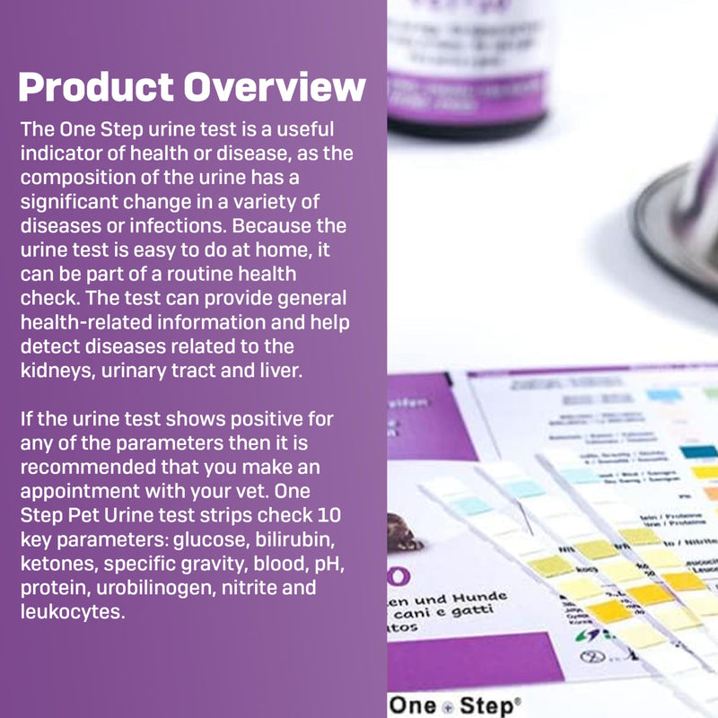 One Step Pet Urine Testing Strips, 5 x 10 Parameter Urinalysis Test Strips, Urine pH Test Strips for Dogs, Cats, Accurate Testing for UTI, Bladder & More, Pet Glucose Monitoring Kit