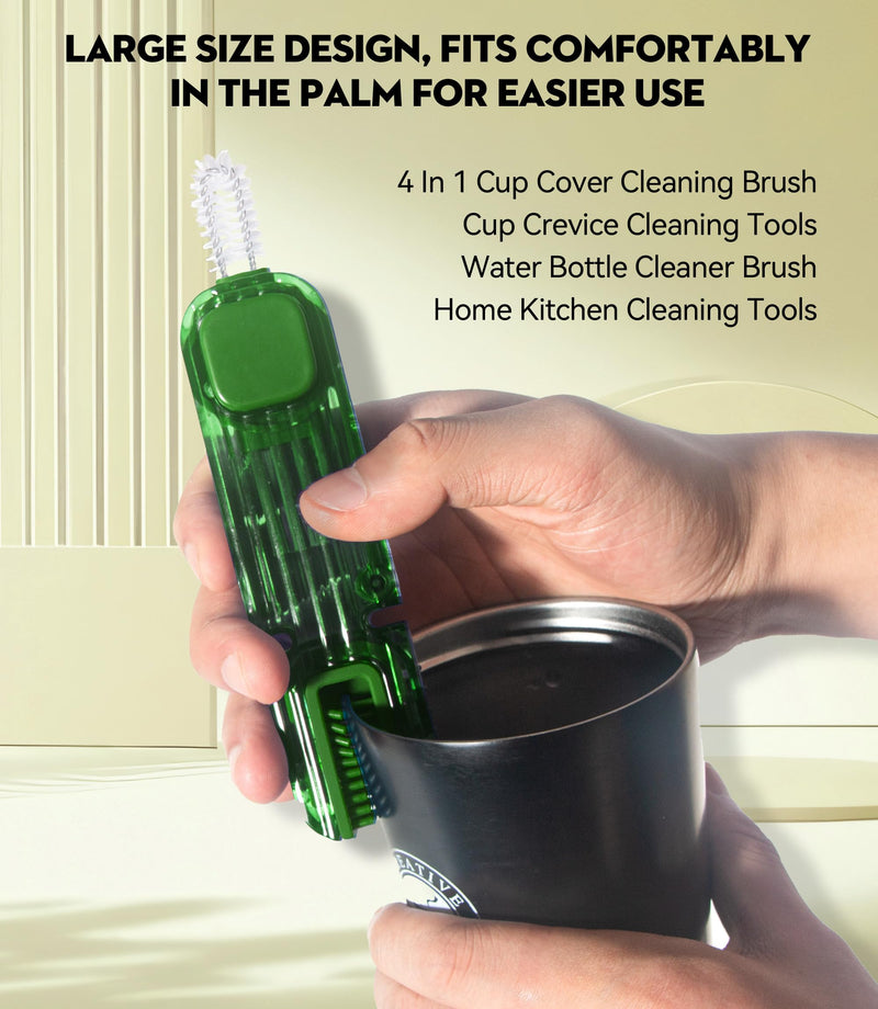 4 in 1 Cup Lid Gap Cleaning Brush - 2025 Multifunctional Insulation Bottle Cleaning Tools, Mutipurpose Tiny Silicone Cup Holder Cleaner, Home Kitchen Cleaning Tools 1Pc Green - BeesActive Australia
