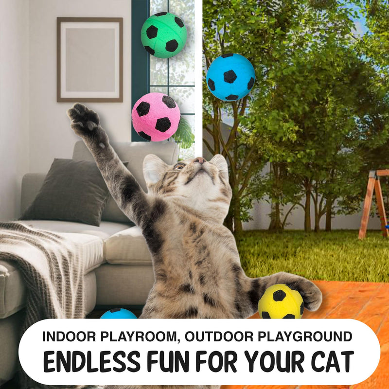 Vila Cat Soccer Balls, Feline Entertainment and Enrichment, Physical, and Mental Workout, Kitty’s Silent Companion, Foam Sponge, Pink, Yellow, Green, Blue, 1.5” -2” (Diameter), 12 Pcs per Pack - BeesActive Australia