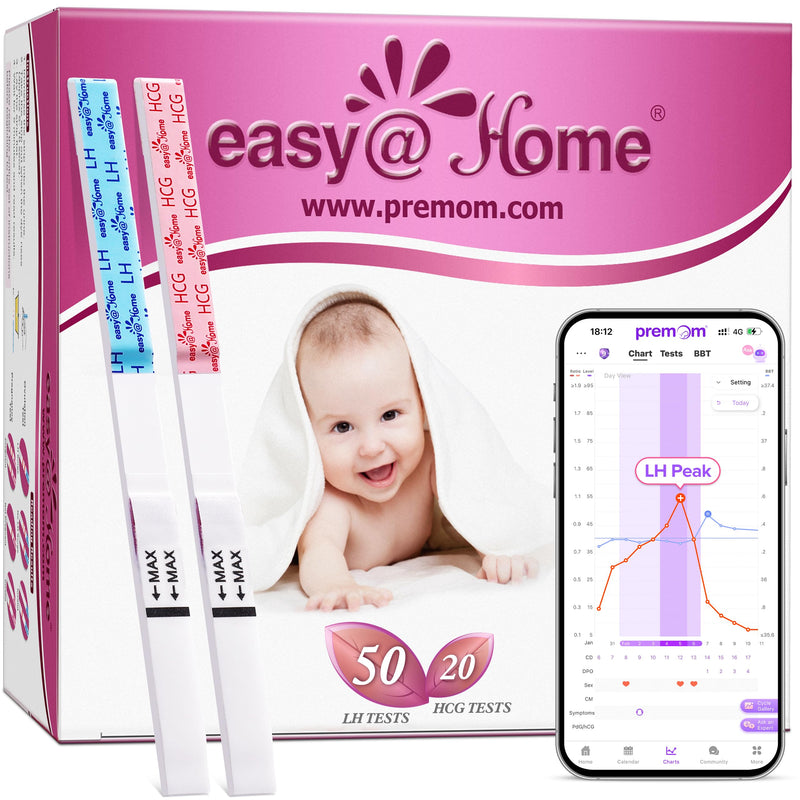 easy@Home 50 Ovulation Test Strips and 20 Pregnancy Test Strips Combo Kit 70 Count (Pack of 1)