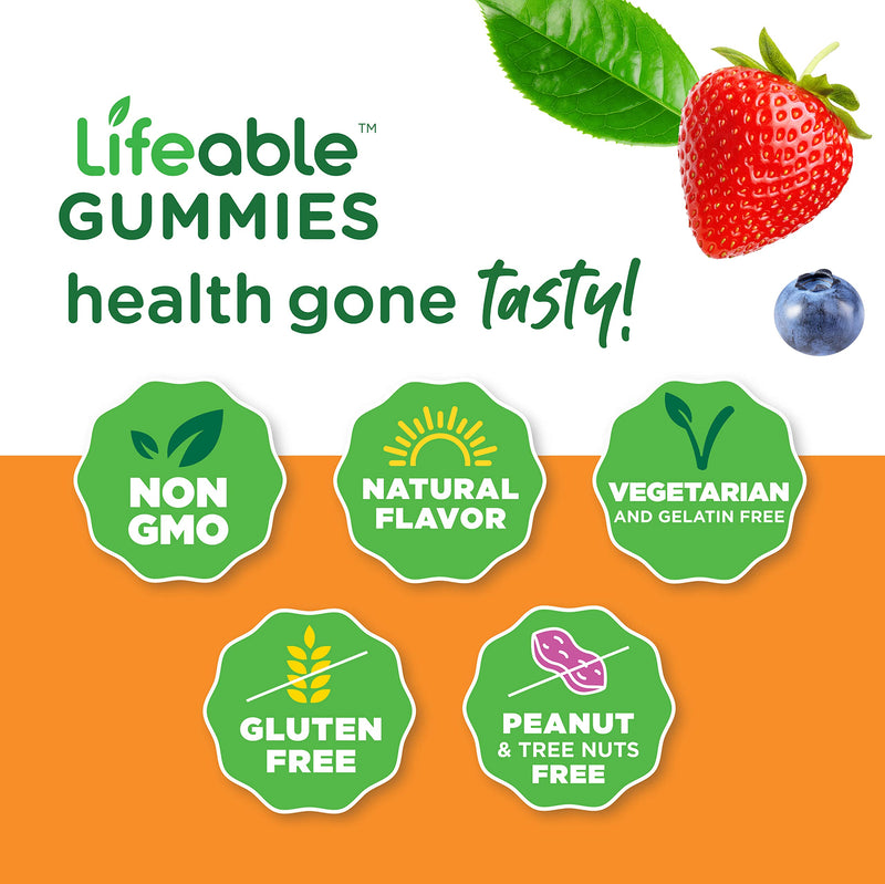 Lifeable Vitamin D3 + K2 - Great Tasting Natural Flavor Gummy Supplement Vitamins - Gluten Free Vegetarian and Non-GMO Chewable - for Strong and Healthy Bones - 60 Gummies (Kids) Kids - BeesActive Australia