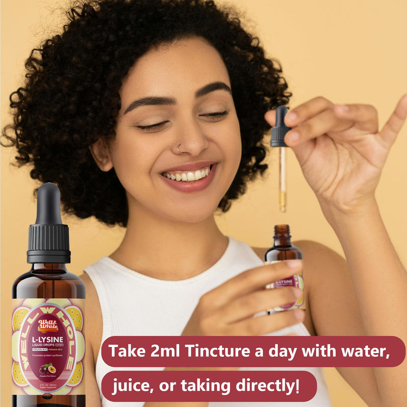 L-Lysine Supplement Liquid Drops | L-Lysine 1000mg Tincture with Vitamin A, C, and B12 for Adults & Kids | Immune Support, Skin & Lips Health, Collagen Synthesis | Non-GMO, Vegan, 4 Fl Oz (120 ML) 2 Fl Oz (Pack of 2)