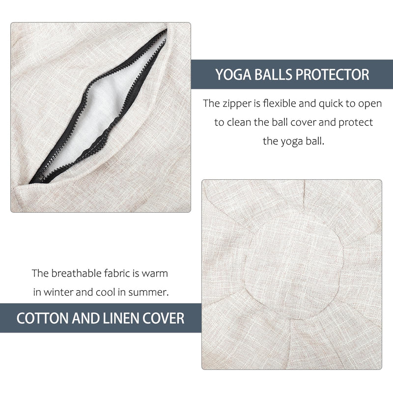 Veemoon Yoga Ball Covers Balance Ball Covers Stability Projector for Office Home Gym Without Yoga 55cm Beige