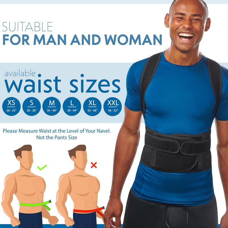 Selbite Posture Corrector for Men and Women - Back Brace for Upper and Lower Body Support - Adjustable Straightener with Pain Relief and Muscle Memory (Large) Large (Waist 38”-44”) - BeesActive Australia