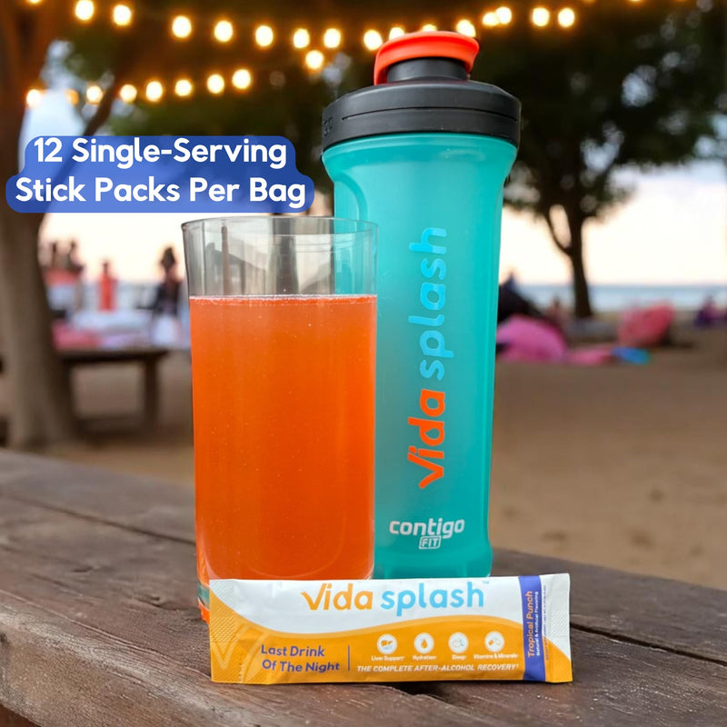 After-Alcohol Recovery Drink Mix, Tropical Punch, 12 Sticks | Hydration, Liver Support, Sleep Support, Vitamins & Minerals