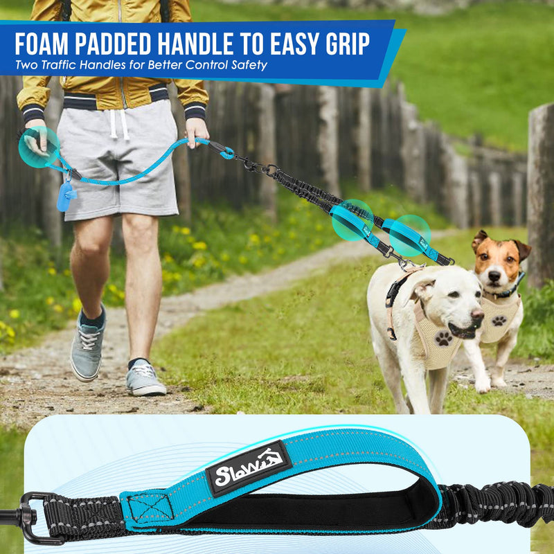 Lukovee Double Dog Leash, No Tangle 360° Swivel Heavy Duty Reflective Lead with Two Padded Handles Dual Dog Splitter, Comfortable Shock Absorbing Walking Training for Small Medium Large Dogs(Blue,M) M, 8-35lbs (Total ) A-Blue - BeesActive Australia