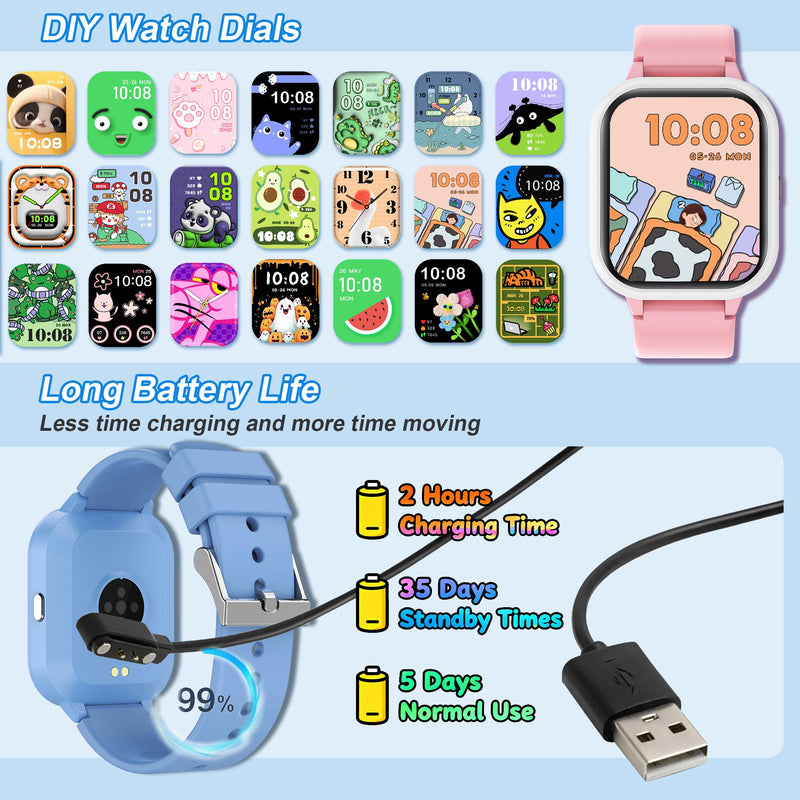 20+ Sports Modes Kids Smart Watch for Boys Girls, IP68 Kid Watch with Bluetooth Call, Kids Fitness Tracker with APP, Heart Rate Sleep, Pedometer, Class Mode, Alarm, 14 Games, Teens Festival Party Gift Blue - BeesActive Australia
