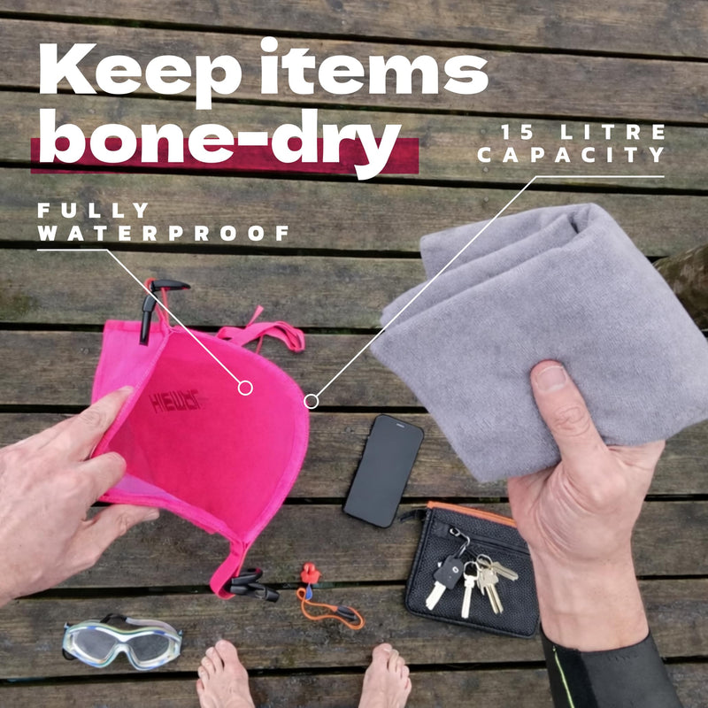 Swim Buoy for Open Water with Dry Bag 15L - Fully Waterproof Swim Bubble - Be Safe with Higher Visibility, Toughened Nylon and Rest Handle Swimming Buoy - Open Water Buoy for All Season Swimmers Pink - BeesActive Australia