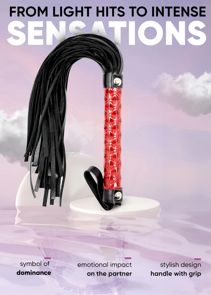 Whip Red Riding Whip 15.5" Black Whip Crop Riding Whip Short Whip for Couples Faux Leather Whip - BeesActive Australia