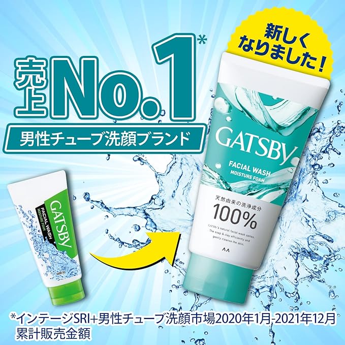GATSBY Men's Facial Wash Moisturizing Foam, Non-Scrub, Facial Wash Set, 4.6 oz (130 g) (3 x 3) -  Australia