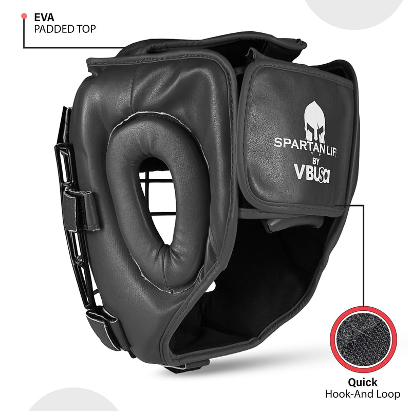Boxing Headgear MMA Muay Thai, Removable Face Grill, Head Gear for Sparring Grappling Martial Arts Kickboxing Karate Taekwondo BJJ Training Head Guard X-Large Black - BeesActive Australia