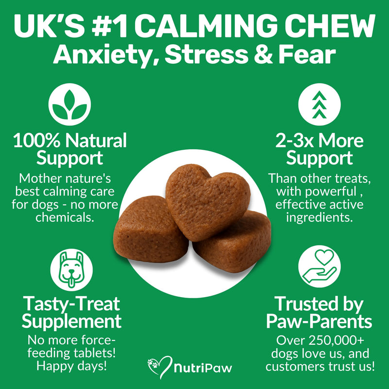 NutriPaw Calming Treats For Dogs - Reduce Stress, Fear, Separation, Barking, Hyperactivity, Reactivity, Aggression, Travel - Calm without Drowsiness dogs Single Pack