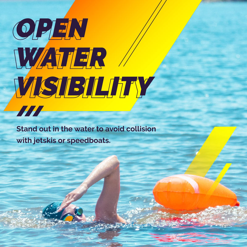 Sunlite Sports Swim Buoy Premium Quality, Highly Visible Waterproof Safety Marine Float Training for Open Water Swimming, for Swimmers, Triatheletes, Kayakers, Snorkelers, Throwable Flotation Device for Adults Two-in-One Swim Buoy/Dry Bag 20L