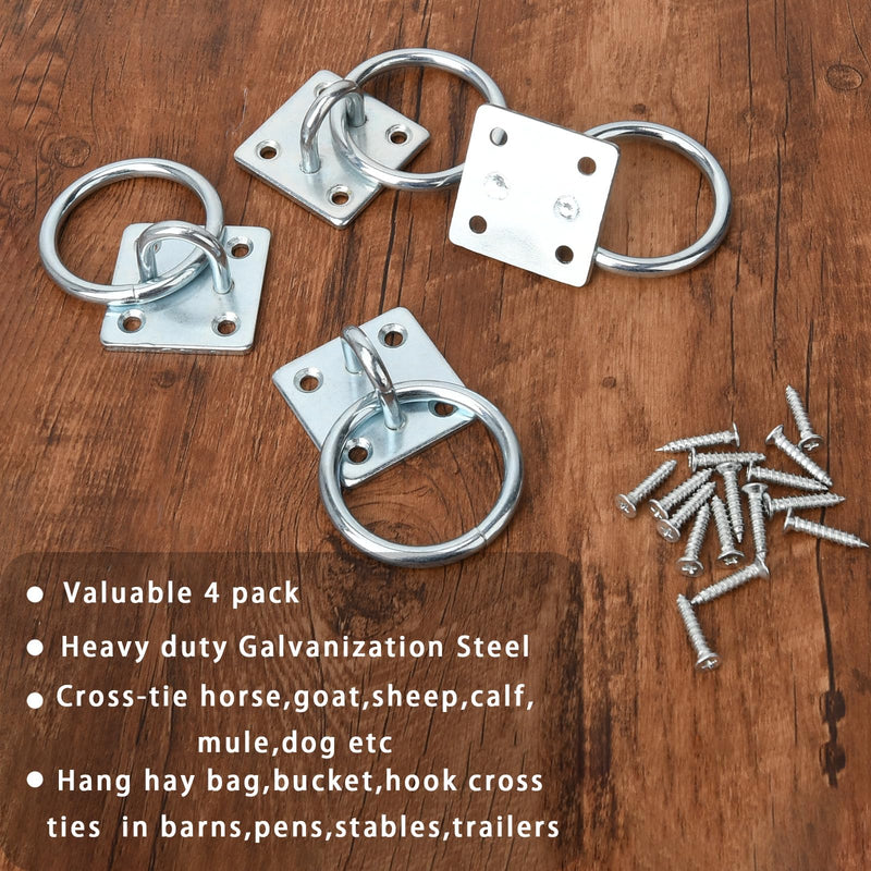 Tie Ring Plate,Wall Mounted Block Tie Ring Horse Hitching Ring with Screws for Horse Stall Stable Tack Room and Barn - BeesActive Australia