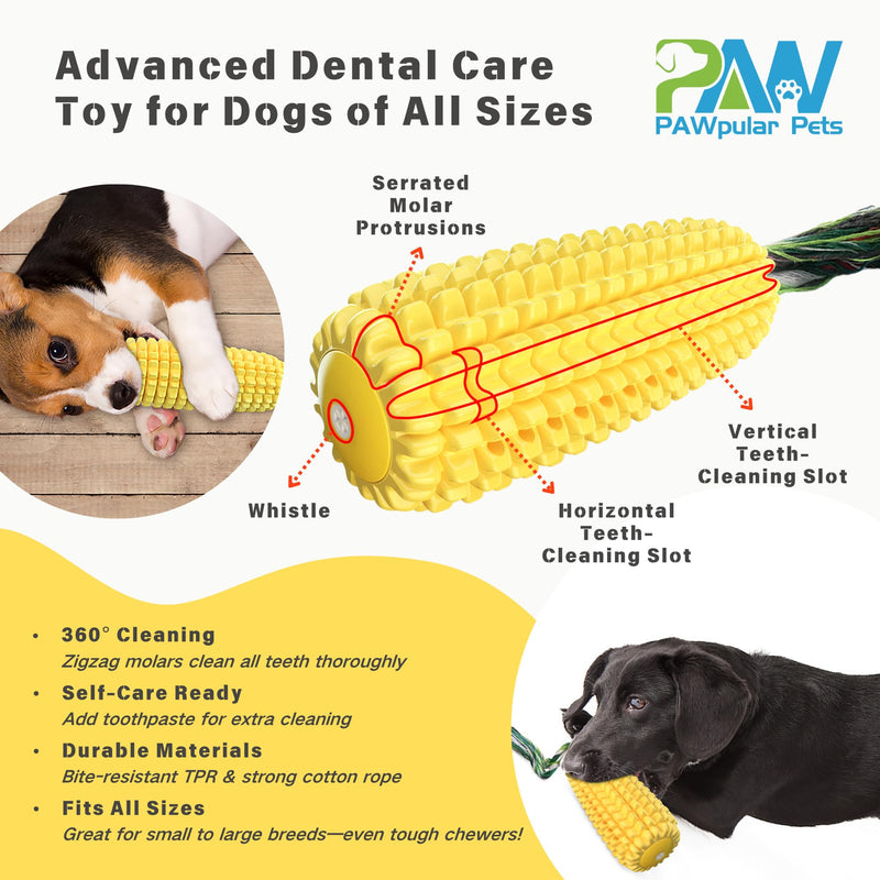 Indestructible Dog Chew Toy for Aggressive Chewers, Durable, Squeaky, Corn Stick Shape for Teeth Cleaning & Interactive Play, Puppy Toys, Suitable for Small, Medium, Large Breeds - BeesActive Australia