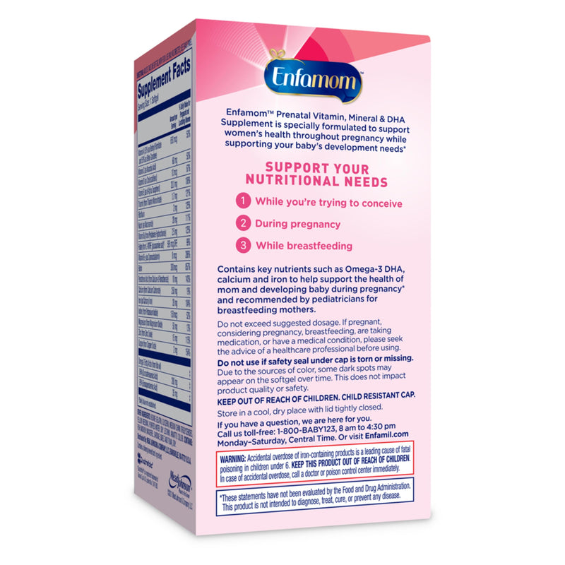 Enfamom Prenatal Vitamin Supplement for Pregnant and Lactating Women from Enfamil, 30 Softgels, Omega-3 DHA + Folate + Calcium