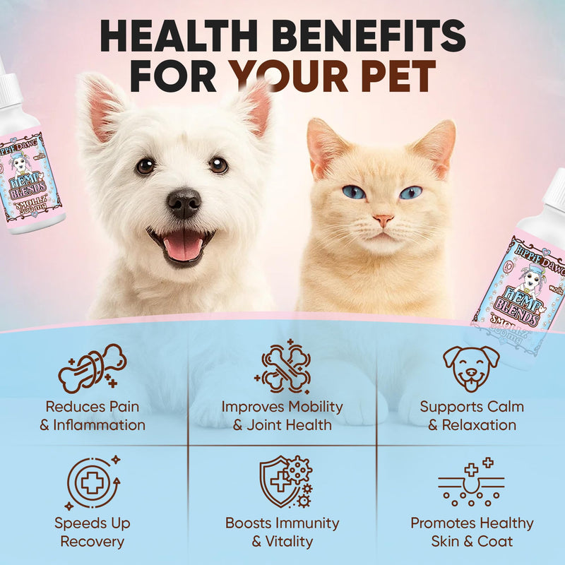 Hippie Dawg Smallz Hemp Oil for Small Dogs (5-25 lbs) - Advanced Hip and Joint Support with Glucosamine, Collagen, Bromelain & Omega 3 6 9 - Natural Pet Tincture for Mobility & Comfort - 1oz