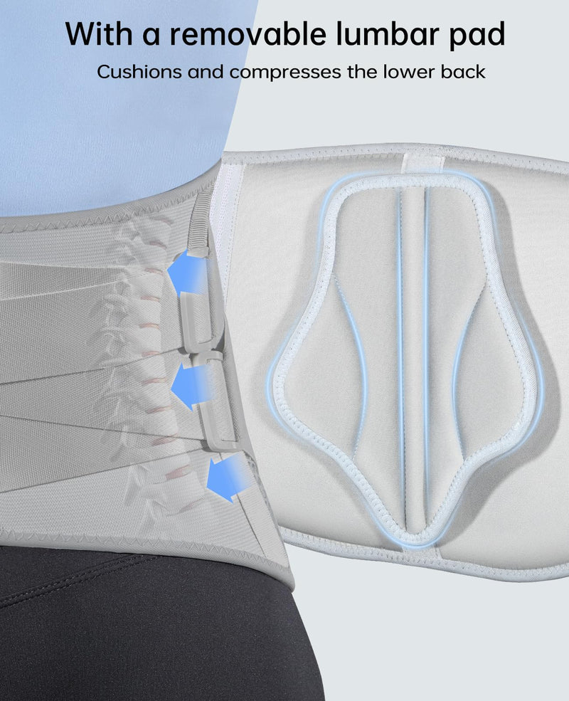 Ergonomical Back Brace for Lower Back Pain with Lumbar Pad,Lumbar Support Belt for Men Women,Adjustable Back Support Brace for Heavy Lifting & Work,Sciatica, Scoliosis, Herniated Disc,White/Blue, M (Waist:33.5"-40.2") Medium White-Blue