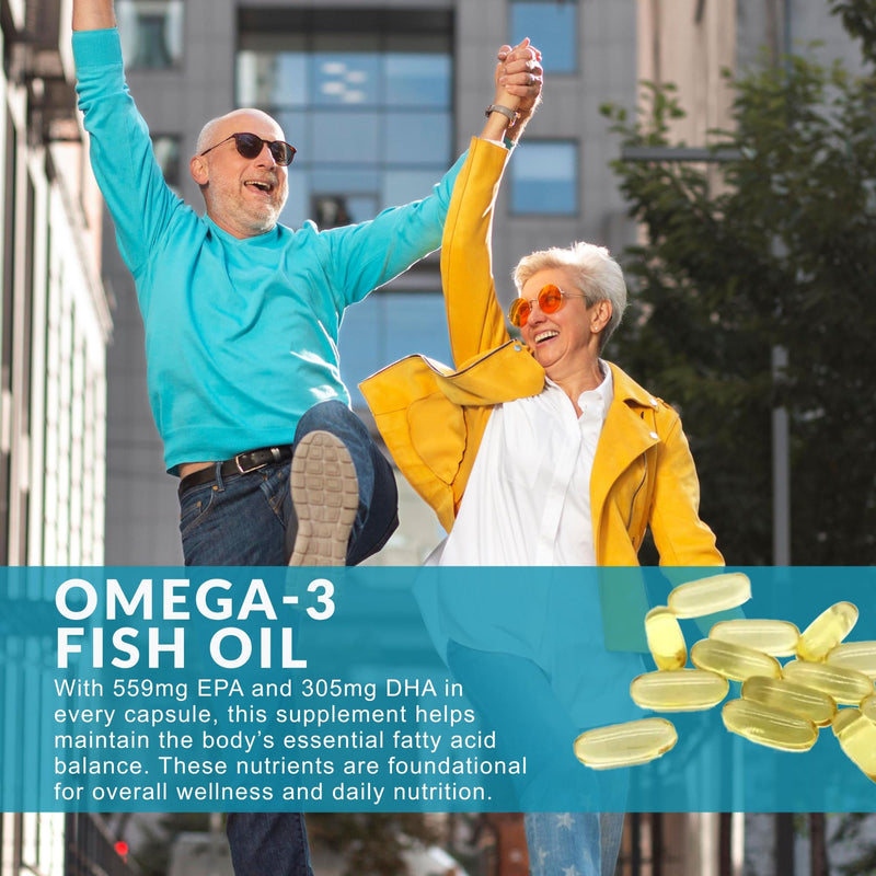 EESY Omega-3 Fish Oil Supplement, Supports Heart, Brain & Eye Health, Promotes Joint Mobility, EPA & DHA in Natural Triglyceride (TG) Form, 60 Soft Capsules, Dietary Supplement, Fatty Acid, USA Made