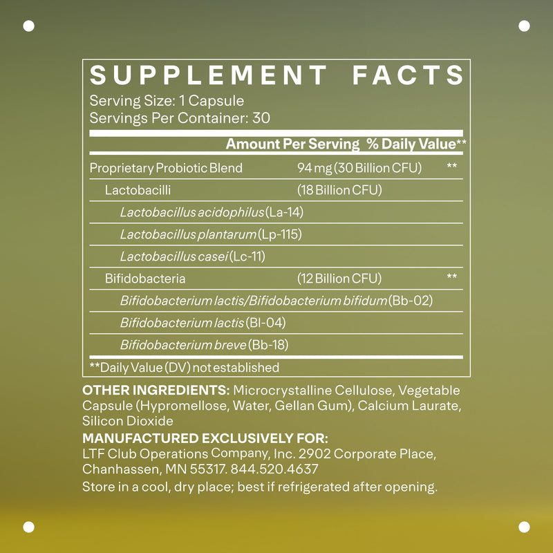 LTH Balance Multi Pro 30B Probiotic - Trusted by Life Time Members - 30 Billion CFUs - Dairy-Free & Shelf-Stable Supplement - Gut & Immune Support - 30 Capsules (30 Servings)
