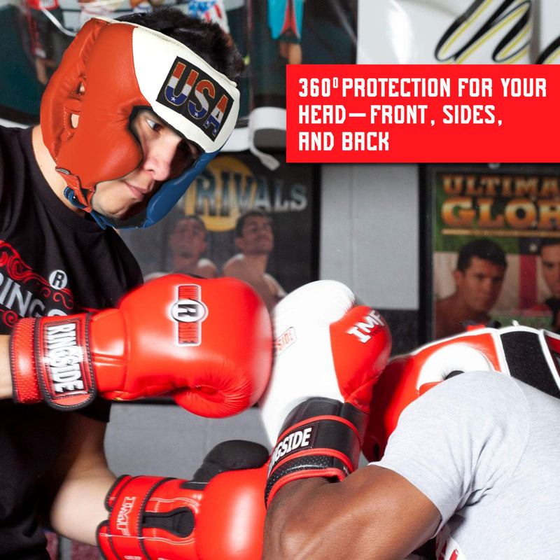 Ringside Competition-Like Boxing Headgear with Cheeks Red-White-Blue X-Large - BeesActive Australia
