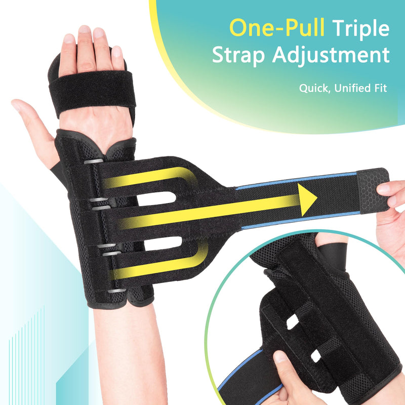 Resting Hand Splint, Stroke Hand Wrist Brace for Carpal Tunnel Night Support, Pain Relief for Stroke Recovery, Flexion Contractures, Arthritis, Tendonitis, Right Hand, Black, L