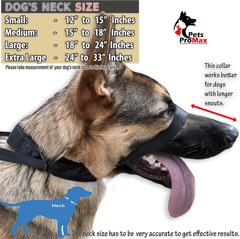 PetsProMax No-Pull Dog Headcollar for Large Dogs (Agressive/Reactive Dogs; Instant Stop Pulling; Gentle Training Collar for Dogs; Comfortable, Safe, and Effective Walking/Training Solution (Black, L) 0.5 Inch Wide Large (L) - BeesActive Australia
