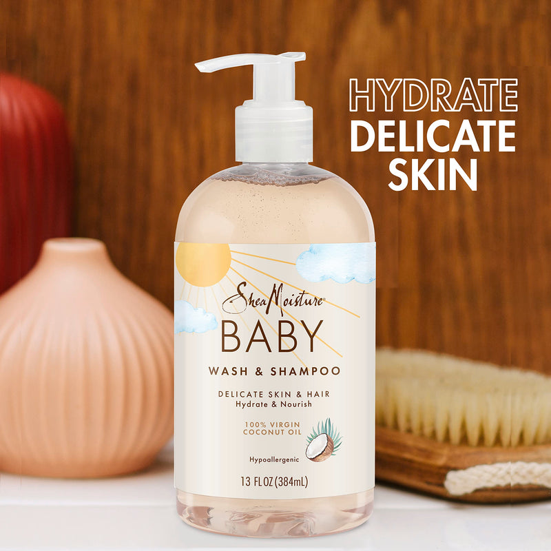 SheaMoisture Baby Wash and Shampoo 100% Virgin Coconut Oil for Baby Skin Cruelty Free Skin Care 13 oz - BeesActive Australia