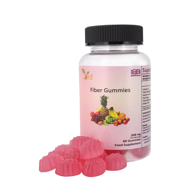 Ved Fiber Gummy Strawberry Flavour Fiber Gummies for Adults - Fiber Supplement for Women & Men- Digestive Health Vitamin Gummies