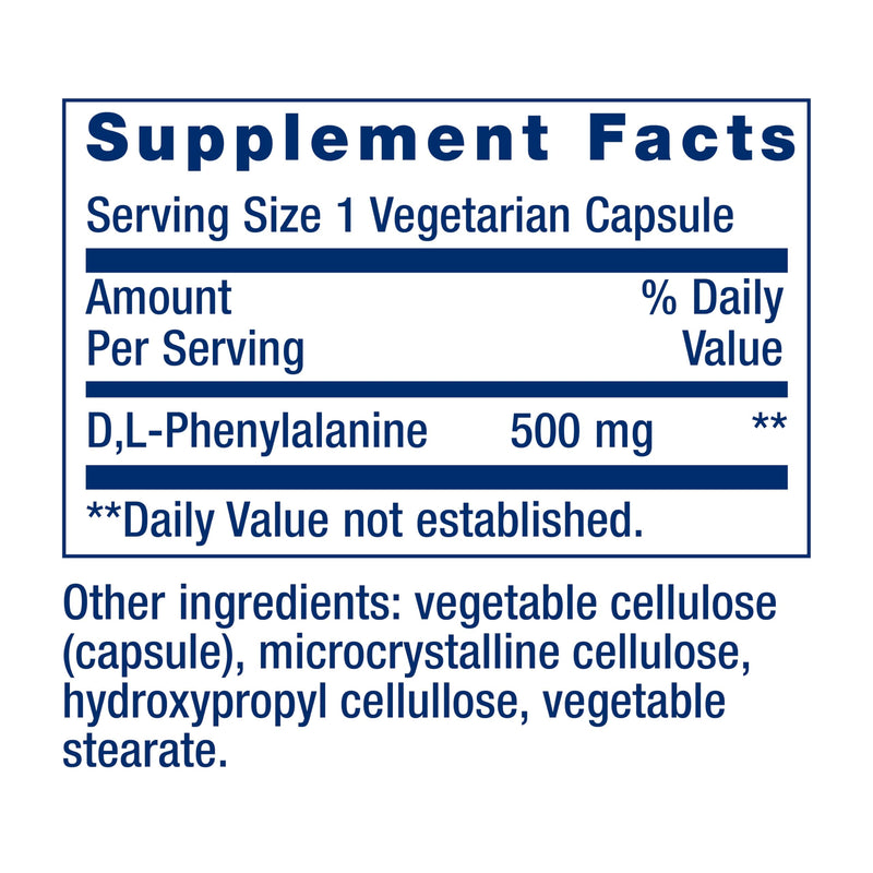 Life Extension D, L-Phenylalanine Capsules, 500 mg – Supports Mood Health, Promotes Neurotransmitter Health – Gluten-Free, Non-GMO, Vegetarian – 100 Capsules | Supports Mood Health & Promotes Neurotransmitter Health, Gluten-Free, Non-GMO & Vegetarian, ...