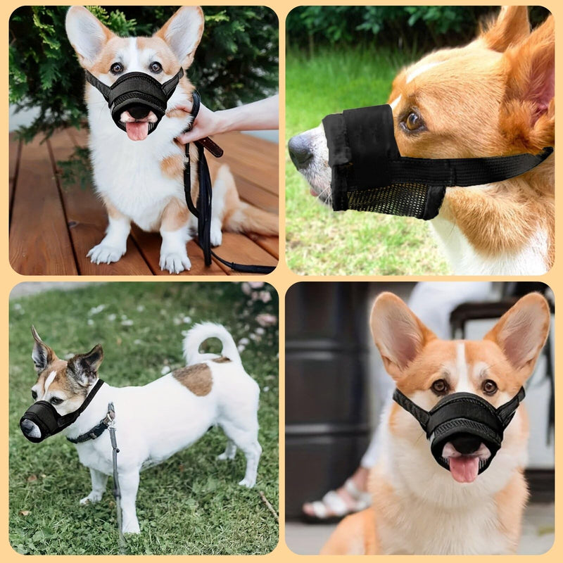 KEYRI Pack of 2 Muzzles for Dogs Adjustable Loop Soft Muzzle Prevents Biting Allows Panting Drinking and Barking Mesh Muzzle for Small Large and Dogs (Black, Small) Black - BeesActive Australia
