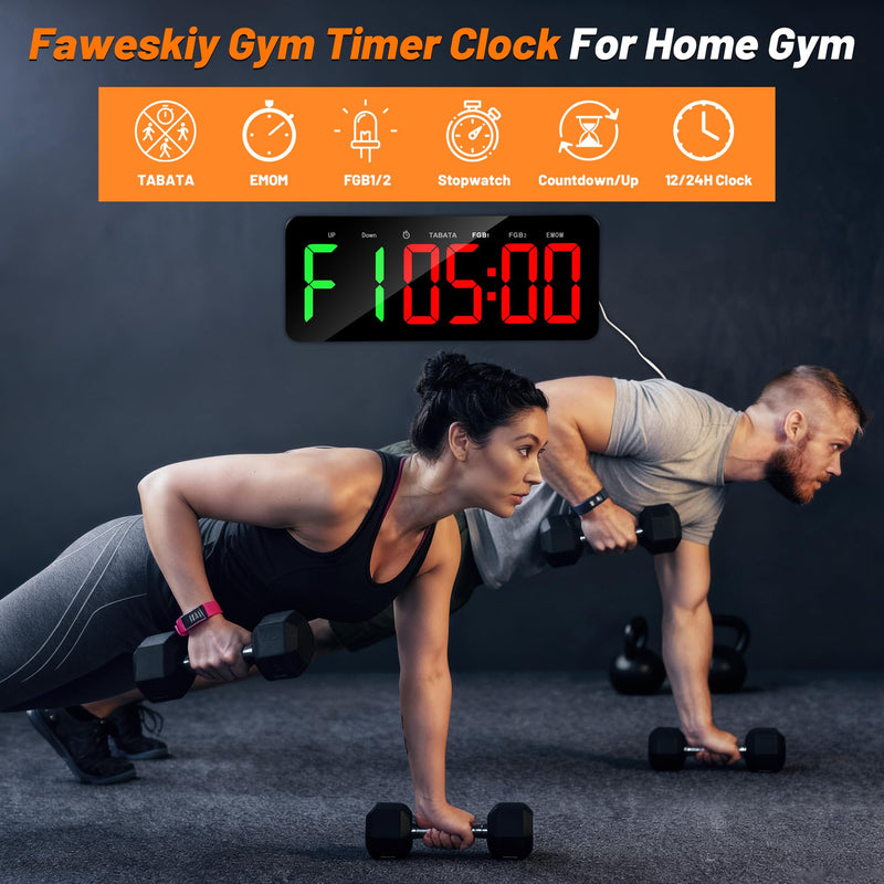 Upgraded Gym Timer Clock for Tabata/FBG/EMOM - Large Workout Clock for Home Gym with Remote Control, Count Down & Up | Stopwatch, Fitness Digital Timer for Home/Yoga/Boxing/Garage - BeesActive Australia