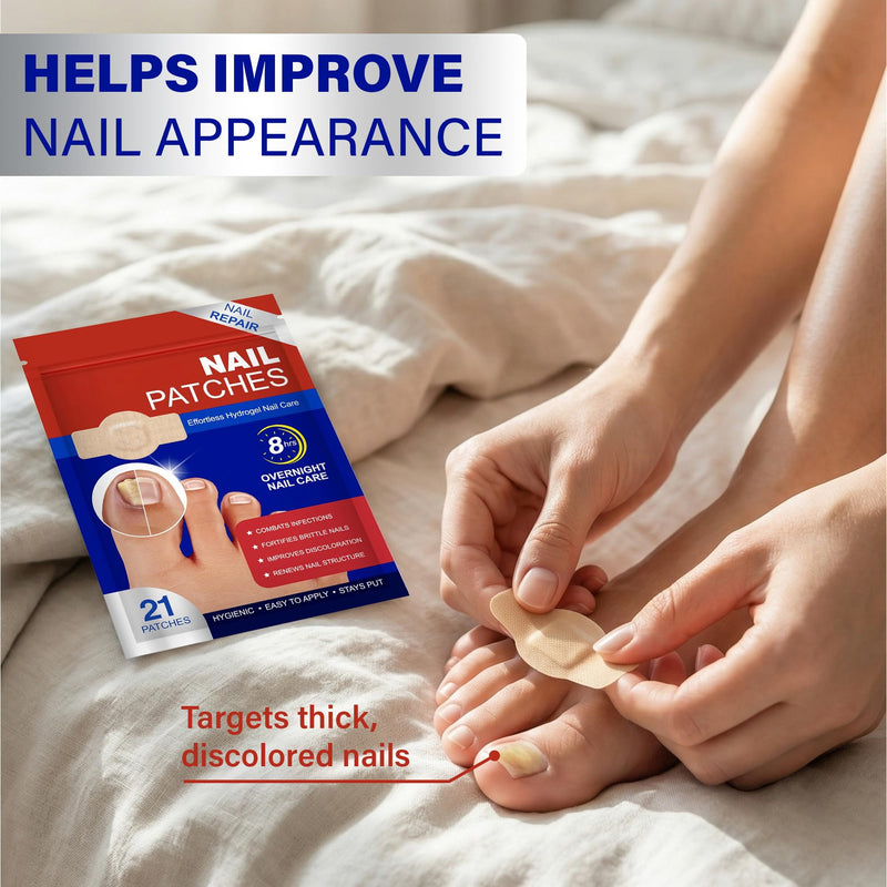Fungal Nail Patches – 8-Hour Overnight Toenail Support for Nail Damage| Nighttime Repair Stickers 4 Pack (84 Paches)