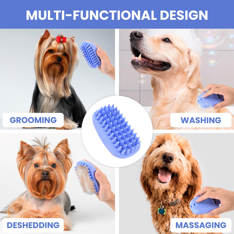 Dog Grooming Bath Brush, Pet Rubber Brush For Shower Scrubbing & Soothing Massage, Ideal for Long & Short Haired Dogs and Cats, Essential Puppy Grooming Accessories, 2 PACK [We Love Doodles] Short & Long Pins - BeesActive Australia