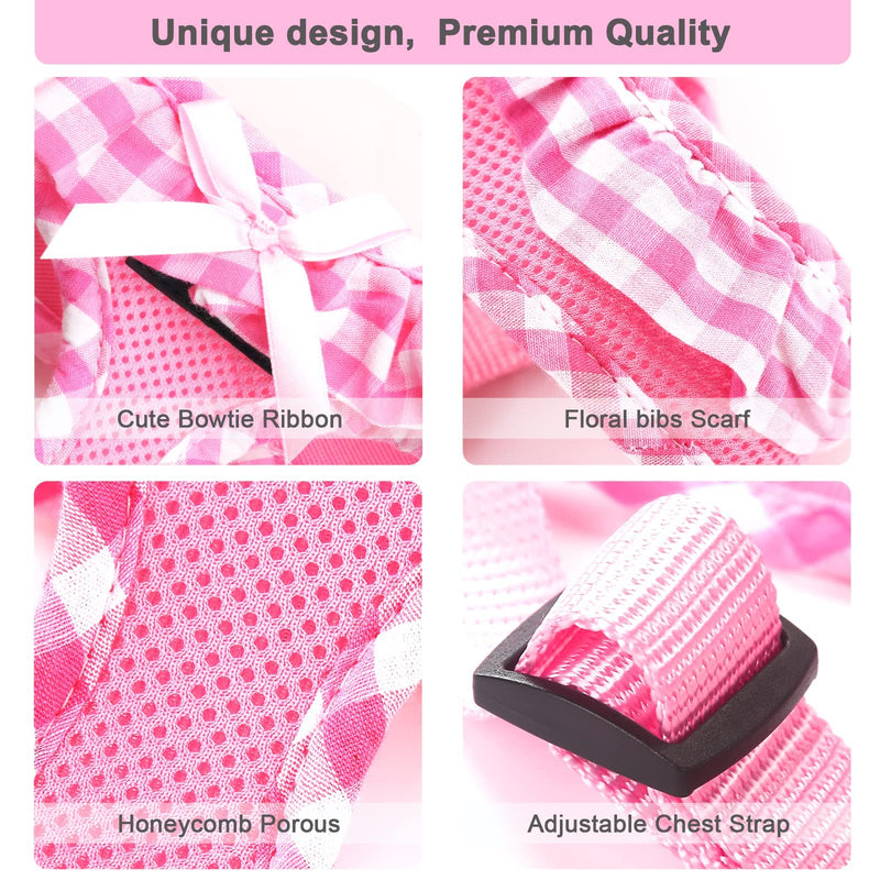 Upgraded Soft Mesh Dog Harness, Super Breathable Lightweight Pet Harnesses for Puppy Dogs outdoor Walking, Pink Dog Harness -Small S (Neck Girth 9.8"; Chest Girth:12”-18“) Adorable Pink - BeesActive Australia