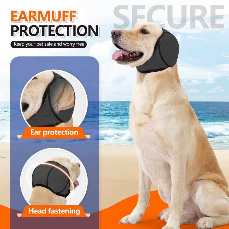 Dog Ear Cover for Medium, Large Dogs, Noise Protection Ear Muffs for Pets, Dog Anxiety Relief Calming Band (Grey, Large)