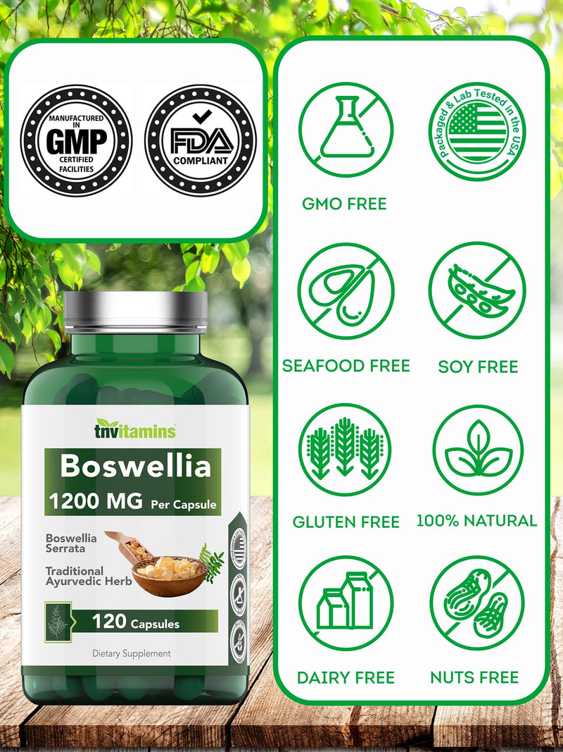 Boswellia Serrata Herbal Extract Capsules | 1200 MG/Capsule (120 Capsules) | Joint Support Supplement* | Ayurvedic Herb: Indian Olibanum/Frankincense - BeesActive Australia