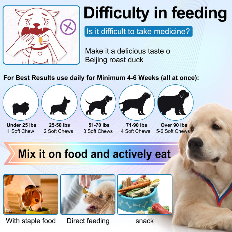 Dog Allergy Chews for Dogs - 150pc Soft Chews Itch Immunity Treats for Dog Soothe Itchy Paws, Eyes, Ears, Skin - Supports Seasonal Itching Relief, Itching, Licking, Scratching, 150pcs/Duck