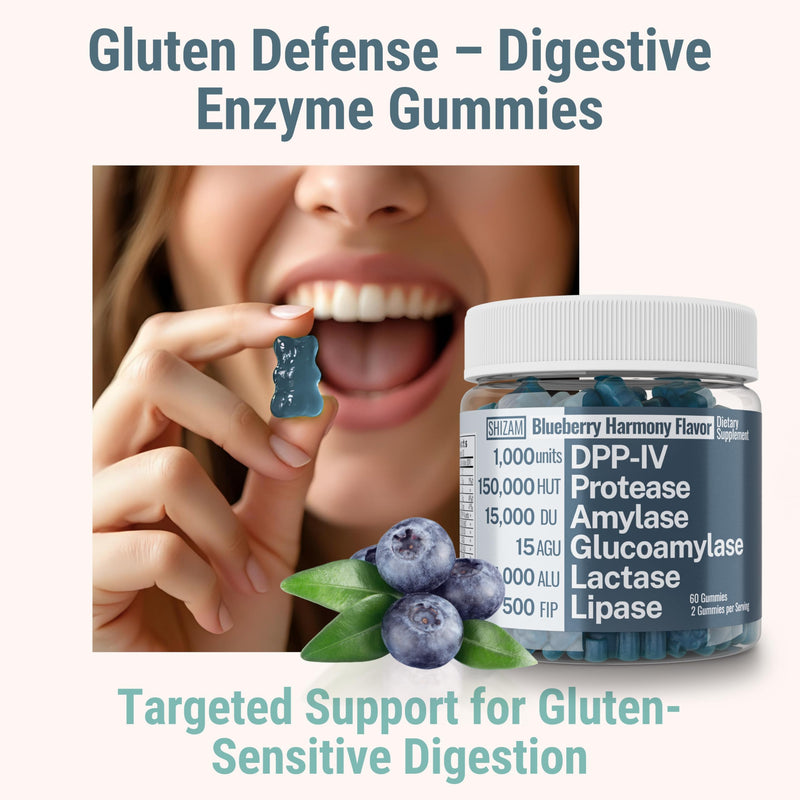 Gluten & Lactase Digestive Enzyme Gummies – Lactase Pancreatic Enzymes with DPP‑IV Lipase Gluco‑Amylase Lactase, Drops Chewables Capsules Pills Powder Supplement Alt, Pancreatic Support, for Kids
