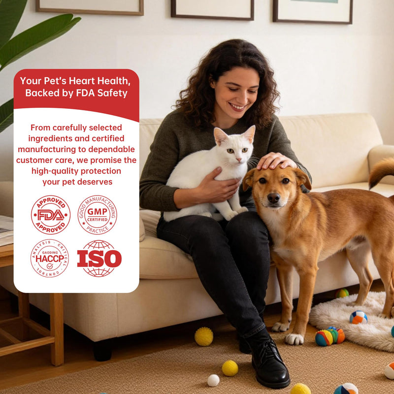Cardio Bites for Cat & Dog - Cat & Dog Heart Supplement with Taurine,L-lysine,L-Carnitine, & CoQ10 - Promotes Normal Circulation and Heartbeat，Dog Heart Health Supplement- 140 Soft Chews
