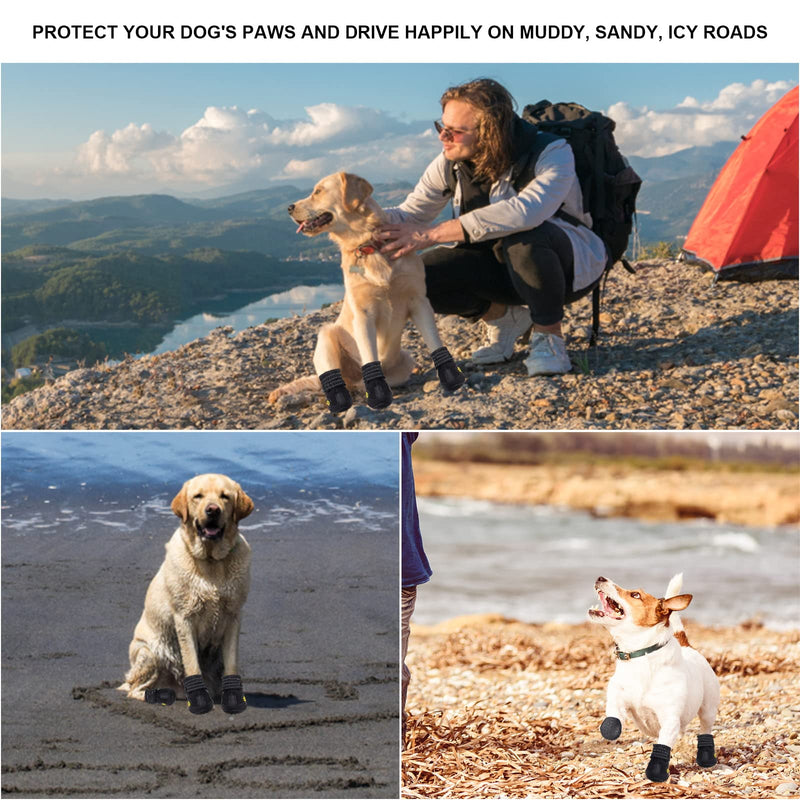 Dog Boots for Large Dogs, Medium Dogs and paw Guards for Snowy Winters, hot Summer Roads, Waterproof Rainy Days, Outdoor Walking, and Non-Slip Indoor Hard Surfaces 4 Pieces Black print #8 (width 2.95 inch) for 74-88 lbs - BeesActive Australia